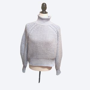 H&M Pastel Blue Large Knit , Mock neck sweater. Size S.  EUC
